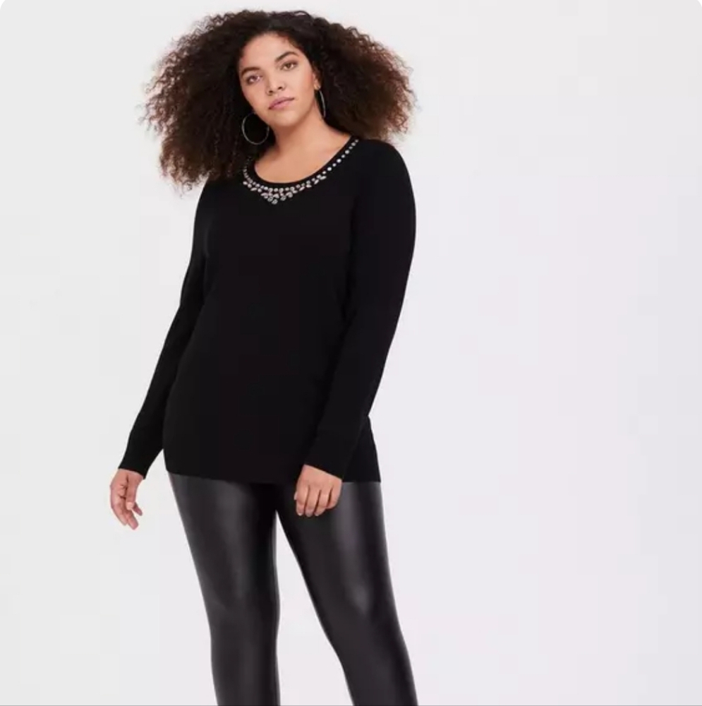 Torrid | Black Embellished Neckline Sweater
